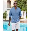 imageCOOFANDY Mens Henley Shirt Long Sleeve Lightweight Casual TShirt Summer Beach Hippie Tee ShirtBlue