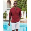 imageCOOFANDY Mens Henley Shirt Long Sleeve Lightweight Casual TShirt Summer Beach Hippie Tee ShirtDark Red
