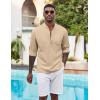 imageCOOFANDY Mens Henley Shirt Long Sleeve Lightweight Casual TShirt Summer Beach Hippie Tee ShirtKhaki