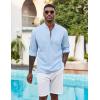 imageCOOFANDY Mens Henley Shirt Long Sleeve Lightweight Casual TShirt Summer Beach Hippie Tee ShirtLight Blue