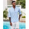 imageCOOFANDY Mens Henley Shirt Long Sleeve Lightweight Casual TShirt Summer Beach Hippie Tee ShirtLight Blue