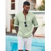imageCOOFANDY Mens Henley Shirt Long Sleeve Lightweight Casual TShirt Summer Beach Hippie Tee ShirtLight Green