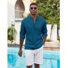 imageCOOFANDY Mens Henley Shirt Long Sleeve Lightweight Casual TShirt Summer Beach Hippie Tee ShirtMidnight Blue