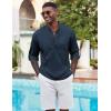 imageCOOFANDY Mens Henley Shirt Long Sleeve Lightweight Casual TShirt Summer Beach Hippie Tee ShirtNavy Blue