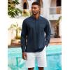imageCOOFANDY Mens Henley Shirt Long Sleeve Lightweight Casual TShirt Summer Beach Hippie Tee ShirtNavy Blue