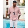 imageCOOFANDY Mens Henley Shirt Long Sleeve Lightweight Casual TShirt Summer Beach Hippie Tee ShirtPink