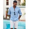 imageCOOFANDY Mens Henley Shirt Long Sleeve Lightweight Casual TShirt Summer Beach Hippie Tee ShirtSky Blue