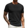 imageCOOFANDY Mens Crewneck Sweater Short Sleeve Knit Pullover Casual Basic Tops Classic Fashion TeesBlack