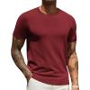 imageCOOFANDY Mens Crewneck Sweater Short Sleeve Knit Pullover Casual Basic Tops Classic Fashion TeesWine Red