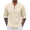 imageCOOFANDY Mens Henley Shirt Long Sleeve Lightweight Casual TShirt Summer Beach Hippie Tee ShirtVanilla Ice