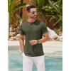 imageCOOFANDY Mens Henley Shirts Short Sleeve Casual Basic Henley Tee Summer Button Lightweight Stretch T ShirtsArmy Green