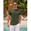 imageCOOFANDY Mens Henley Shirts Short Sleeve Casual Basic Henley Tee Summer Button Lightweight Stretch T ShirtsArmy Green