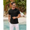 imageCOOFANDY Mens Henley Shirts Short Sleeve Casual Basic Henley Tee Summer Button Lightweight Stretch T ShirtsBlack