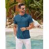 imageCOOFANDY Mens Henley Shirts Short Sleeve Casual Basic Henley Tee Summer Button Lightweight Stretch T ShirtsDark Blue