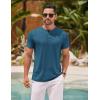 imageCOOFANDY Mens Henley Shirts Short Sleeve Casual Basic Henley Tee Summer Button Lightweight Stretch T ShirtsDark Blue