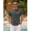imageCOOFANDY Mens Henley Shirts Short Sleeve Casual Basic Henley Tee Summer Button Lightweight Stretch T ShirtsDark Gray