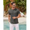 imageCOOFANDY Mens Henley Shirts Short Sleeve Casual Basic Henley Tee Summer Button Lightweight Stretch T ShirtsDark Gray