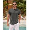 imageCOOFANDY Mens Henley Shirts Short Sleeve Casual Basic Henley Tee Summer Button Lightweight Stretch T ShirtsDark Gray