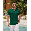 imageCOOFANDY Mens Henley Shirts Short Sleeve Casual Basic Henley Tee Summer Button Lightweight Stretch T ShirtsDark Green
