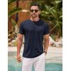 imageCOOFANDY Mens Henley Shirts Short Sleeve Casual Basic Henley Tee Summer Button Lightweight Stretch T ShirtsDark Navy Blue