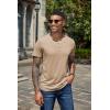 imageCOOFANDY Mens Henley Shirts Short Sleeve Casual Basic Henley Tee Summer Button Lightweight Stretch T ShirtsKhaki