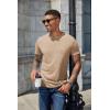imageCOOFANDY Mens Henley Shirts Short Sleeve Casual Basic Henley Tee Summer Button Lightweight Stretch T ShirtsKhaki
