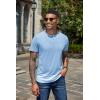 imageCOOFANDY Mens Henley Shirts Short Sleeve Casual Basic Henley Tee Summer Button Lightweight Stretch T ShirtsLight Blue