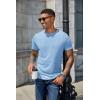imageCOOFANDY Mens Henley Shirts Short Sleeve Casual Basic Henley Tee Summer Button Lightweight Stretch T ShirtsLight Blue