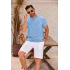 imageCOOFANDY Mens Henley Shirts Short Sleeve Casual Basic Henley Tee Summer Button Lightweight Stretch T ShirtsLight Blue