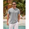 imageCOOFANDY Mens Henley Shirts Short Sleeve Casual Basic Henley Tee Summer Button Lightweight Stretch T ShirtsLight Gray