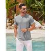 imageCOOFANDY Mens Henley Shirts Short Sleeve Casual Basic Henley Tee Summer Button Lightweight Stretch T ShirtsLight Gray