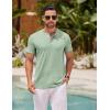 imageCOOFANDY Mens Henley Shirts Short Sleeve Casual Basic Henley Tee Summer Button Lightweight Stretch T ShirtsLight Green