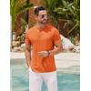 imageCOOFANDY Mens Henley Shirts Short Sleeve Casual Basic Henley Tee Summer Button Lightweight Stretch T ShirtsOrange