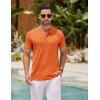 imageCOOFANDY Mens Henley Shirts Short Sleeve Casual Basic Henley Tee Summer Button Lightweight Stretch T ShirtsOrange