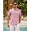 imageCOOFANDY Mens Henley Shirts Short Sleeve Casual Basic Henley Tee Summer Button Lightweight Stretch T ShirtsPink
