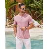 imageCOOFANDY Mens Henley Shirts Short Sleeve Casual Basic Henley Tee Summer Button Lightweight Stretch T ShirtsPink