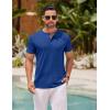imageCOOFANDY Mens Henley Shirts Short Sleeve Casual Basic Henley Tee Summer Button Lightweight Stretch T ShirtsSky Blue