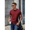 imageCOOFANDY Mens Henley Shirts Short Sleeve Casual Basic Henley Tee Summer Button Lightweight Stretch T ShirtsWine Red