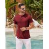 imageCOOFANDY Mens Henley Shirts Short Sleeve Casual Basic Henley Tee Summer Button Lightweight Stretch T ShirtsWine Red