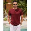 imageCOOFANDY Mens Henley Shirts Short Sleeve Casual Basic Henley Tee Summer Button Lightweight Stretch T ShirtsWine Red