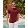 imageCOOFANDY Mens Henley Shirts Short Sleeve Casual Basic Henley Tee Summer Button Lightweight Stretch T ShirtsWine Red