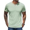 imageCOOFANDY Mens Henley Shirts Short Sleeve Casual Basic Henley Tee Summer Button Lightweight Stretch T ShirtsLight Green