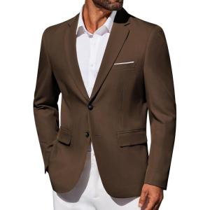 imageCOOFANDY Mens Blazer Business Suit Jacket Slim Fit Two Button Casual Sport CoatsBrown