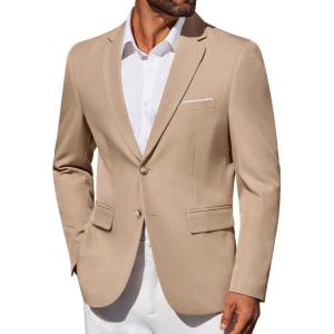 imageCOOFANDY Mens Blazer Business Suit Jacket Slim Fit Two Button Casual Sport CoatsKhaki