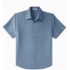 imageCOOFANDY Big ampamp Tall Dress Shirts for Men Short Sleeve Button Down Casual ShirtsGrey Blue
