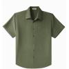 imageCOOFANDY Big ampamp Tall Dress Shirts for Men Short Sleeve Button Down Casual ShirtsOlive Green