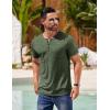 imageCOOFANDY Mens Henley Shirts Short Sleeve Casual T Shirt Plain Slim Fit Henley Stylish Summer Tee Shirts with PocketArmy Green