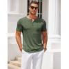 imageCOOFANDY Mens Henley Shirts Short Sleeve Casual T Shirt Plain Slim Fit Henley Stylish Summer Tee Shirts with PocketArmy Green