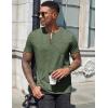 imageCOOFANDY Mens Henley Shirts Short Sleeve Casual T Shirt Plain Slim Fit Henley Stylish Summer Tee Shirts with PocketArmy Green