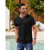imageCOOFANDY Mens Henley Shirts Short Sleeve Casual T Shirt Plain Slim Fit Henley Stylish Summer Tee Shirts with PocketBlack